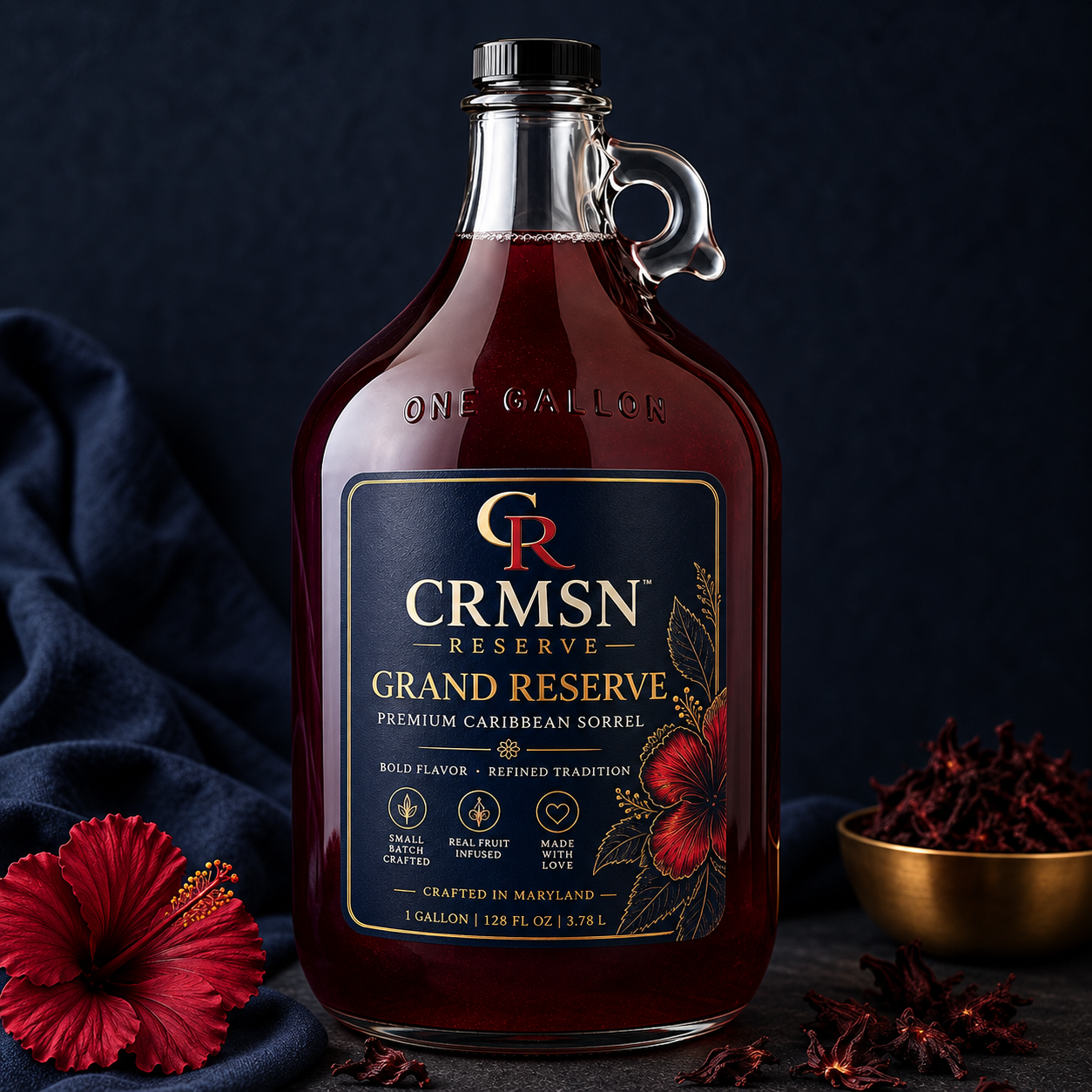 CRMSN Grand Reserve one-gallon Caribbean sorrel bottle